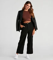 Trendy Tie-Back Long Sleeve Crop Top