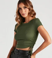 Pull Me Ruched Ribbed Knit Crop Top