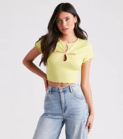 Flirt Factor Cutout Crop Tee