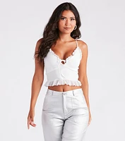 Frill Of The Moment Ruffle Tank Crop Top