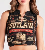 Wild West Outlaw Safety Pin Graphic Tank Top