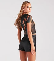 Bring The Heat Flame Print Crop Top