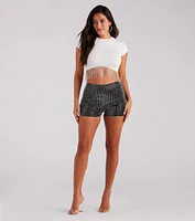Flaunt Your Shine Rhinestone Fringe Crop Top