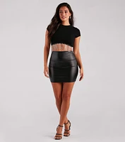 Flaunt Your Shine Rhinestone Fringe Crop Top