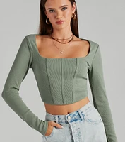 Keep It Tight Rib Knit Corset Crop Top