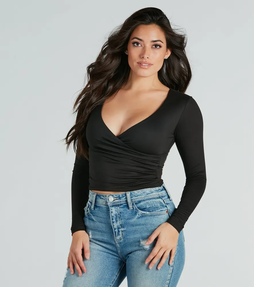 Windsor Sultry And Sheer Mesh Long Sleeve Crop Top