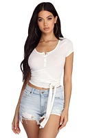 Wrapped Henley Crop Top