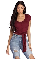 Wrapped Henley Crop Top