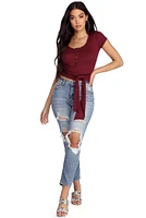 Wrapped Henley Crop Top