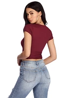 Wrapped Henley Crop Top