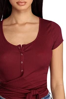 Wrapped Henley Crop Top