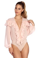Charmed Chiffon Ruffled Bodysuit