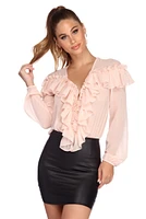 Charmed Chiffon Ruffled Bodysuit
