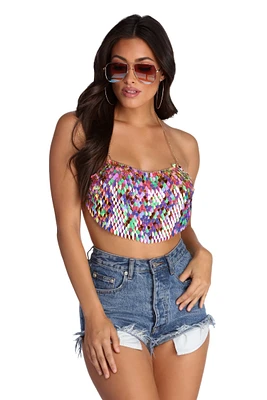 Rainbow Magic Paillette Sequin Chain Top