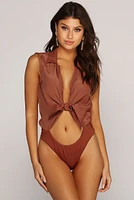 Sexy Sophisticate Tie Front Bodysuit