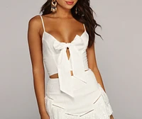 Before Eyelet Go Tie-Front Top
