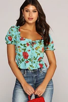 Boho Bow Peasant Crop Top