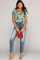 Boho Bow Peasant Crop Top