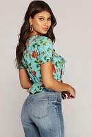 Boho Bow Peasant Crop Top