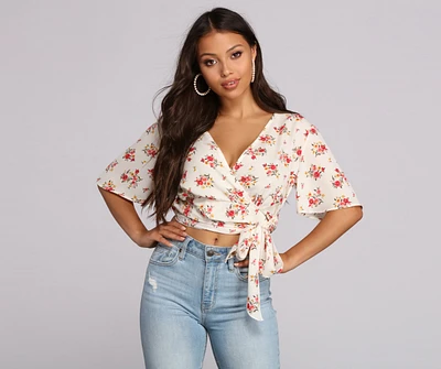 Wrapped Florals Crop Top