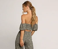 Leafy Greens Printed Crop Top