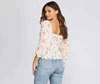 Surely Chiffon Floral Smocked Blouse