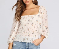 Surely Chiffon Floral Smocked Blouse