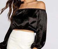 Stunning Sophistication Satin Crop Top
