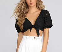 Effortless Beauty Eyelet Crop Top
