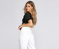 Effortless Beauty Eyelet Crop Top
