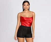 Satin Cowl Neck Bodysuit
