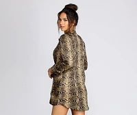 Snake Print Tie Front Tunic