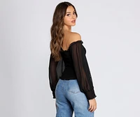 Chiffon Smocked Off The Shoulder Top