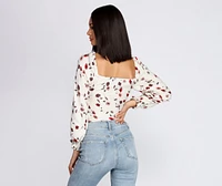 Fall With Floral Tie Front Top