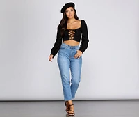 Ooh La Lace Up Crop Top