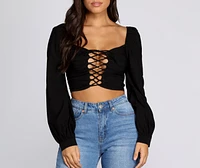 Ooh La Lace Up Crop Top