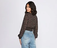 Bloom Babe Ditsy Surplice Top