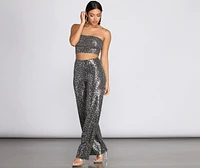 Leopard Sequin Tube Top