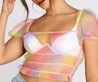 Stay Groovy Tie Dye Mesh Crop Top
