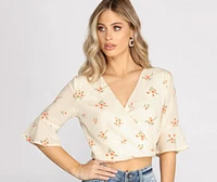 Ditsy Floral Wrap Front Top