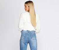 Smocked Waist Cropped Blouse