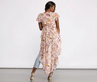 Floral Fusion Chiffon High Low Top