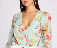 Poised Petals Floral Chiffon Bodysuit