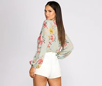 Poised Petals Floral Chiffon Bodysuit