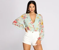 Poised Petals Floral Chiffon Bodysuit