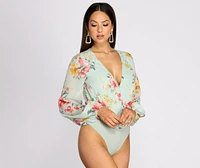 Poised Petals Floral Chiffon Bodysuit