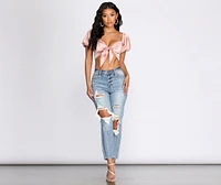 Feelin' Sassy Satin Crop Top