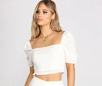Come Away With Me Puff Sleeve Linen Top