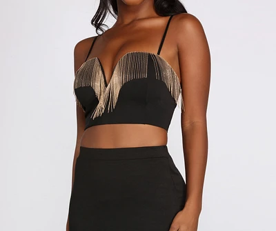Make A Ponte Fringe Crop Top