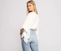 Bohemian Babe Cropped Ruffled Sleeve Top